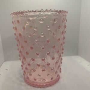 3 pink hobnail glass vase/ candle holder beautiful 5"x4" excellent condition